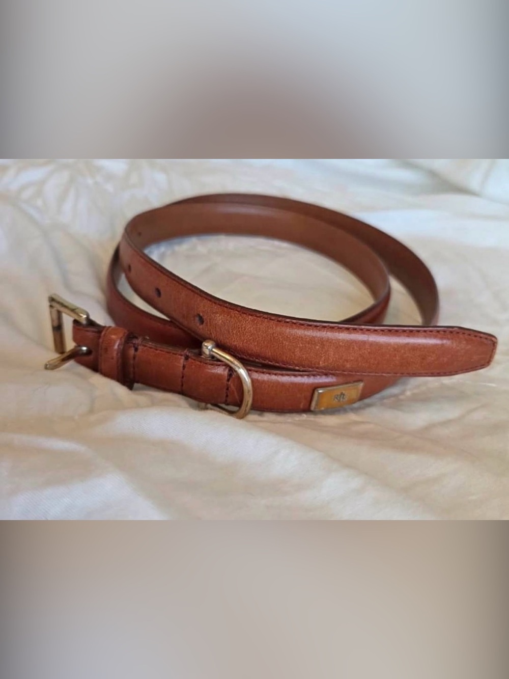 Vintage Polo by Ralph Lauren Brown Leather Belt with Gold Hardware